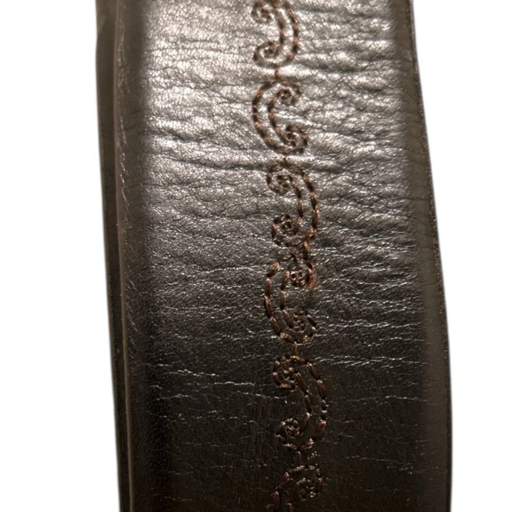 Vintage Moroccan Style Leather Belt with Medieval Buckle Brown Size L